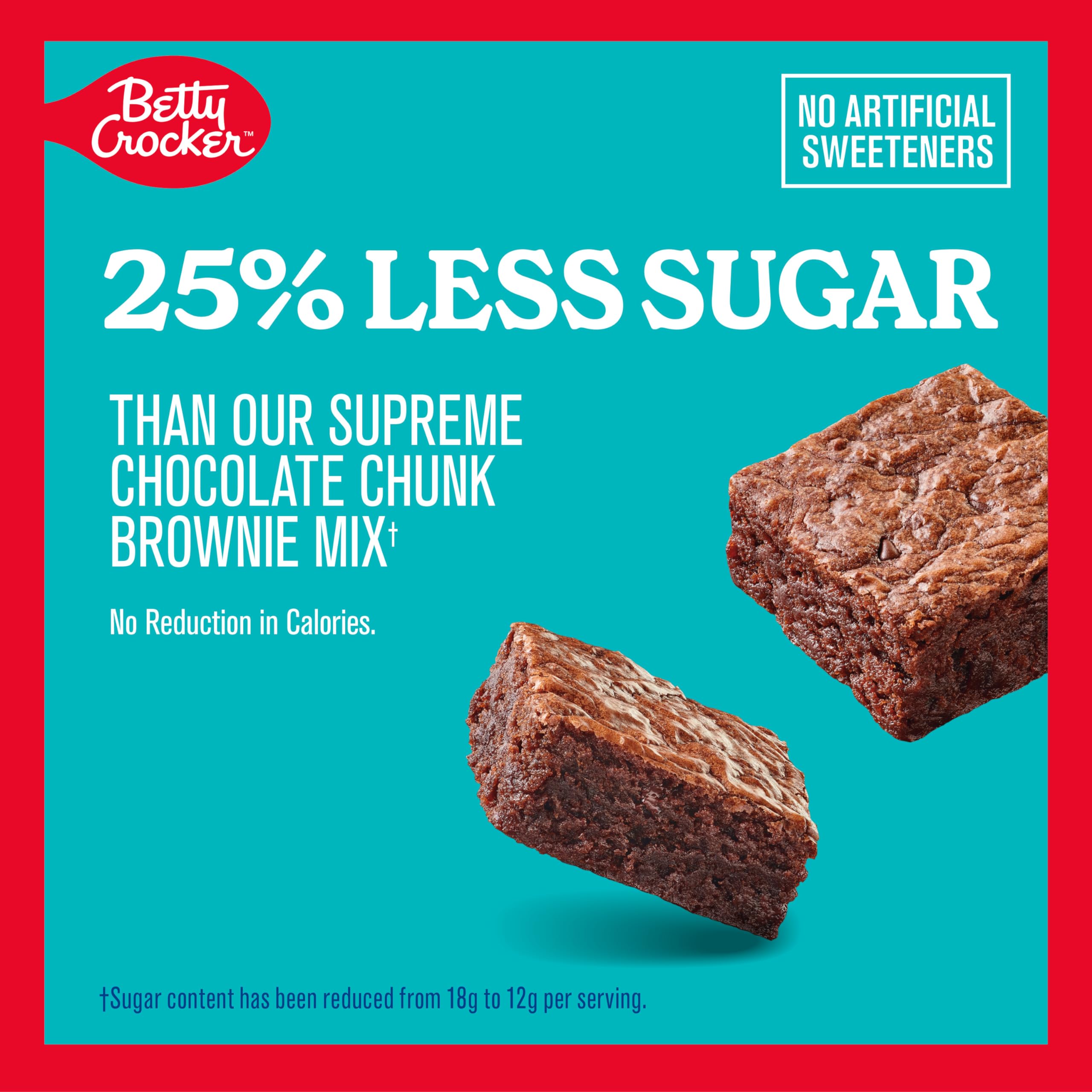 Betty Crocker Lower Sugar Brownie Mix, Double Chocolate Fudge, No Artificial Sweeteners, 14.7 oz - Image 3