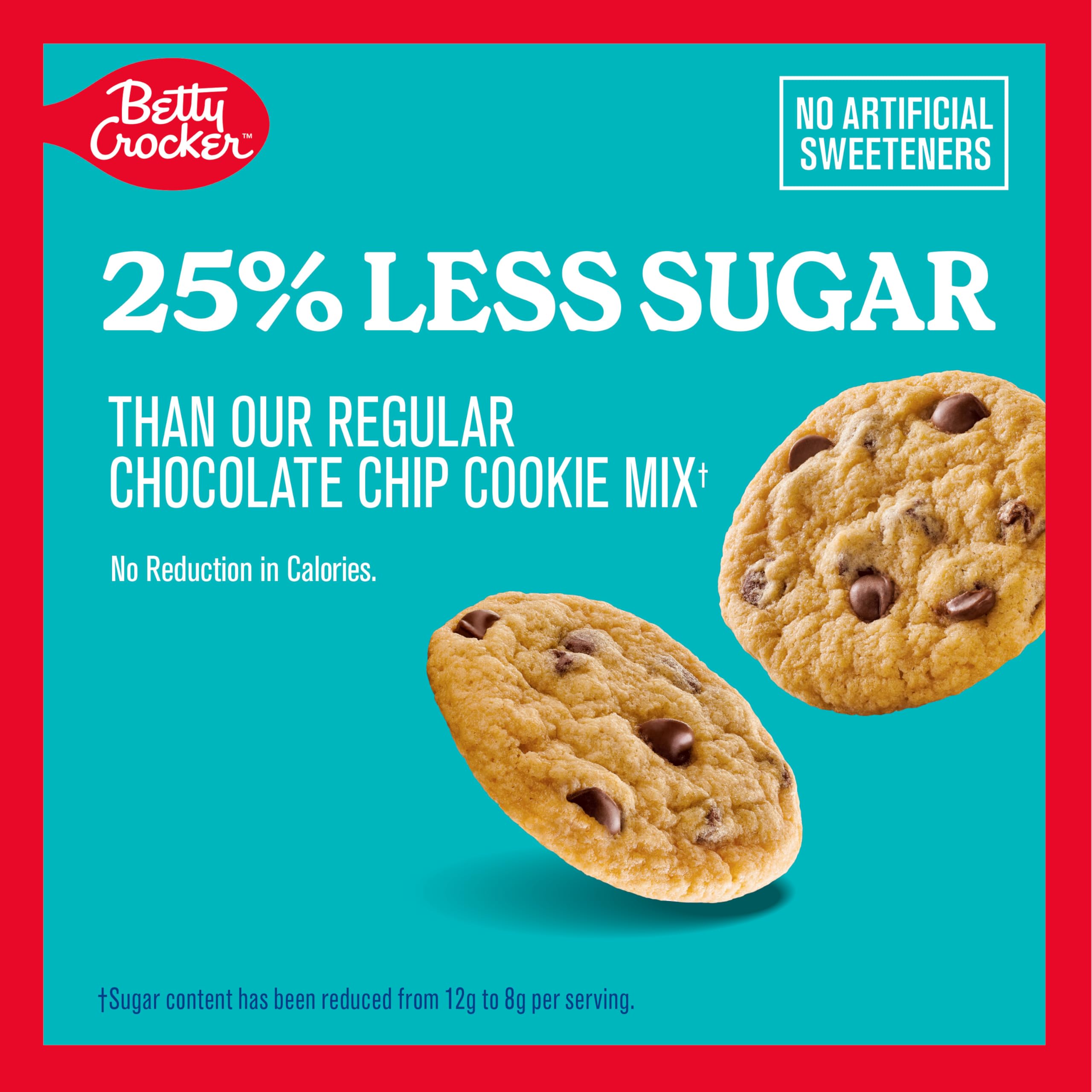 Betty Crocker Lower Sugar Cookie, Chocolate Chip Cookies, No Artificial Sweeteners, 13.1 oz - Image 3