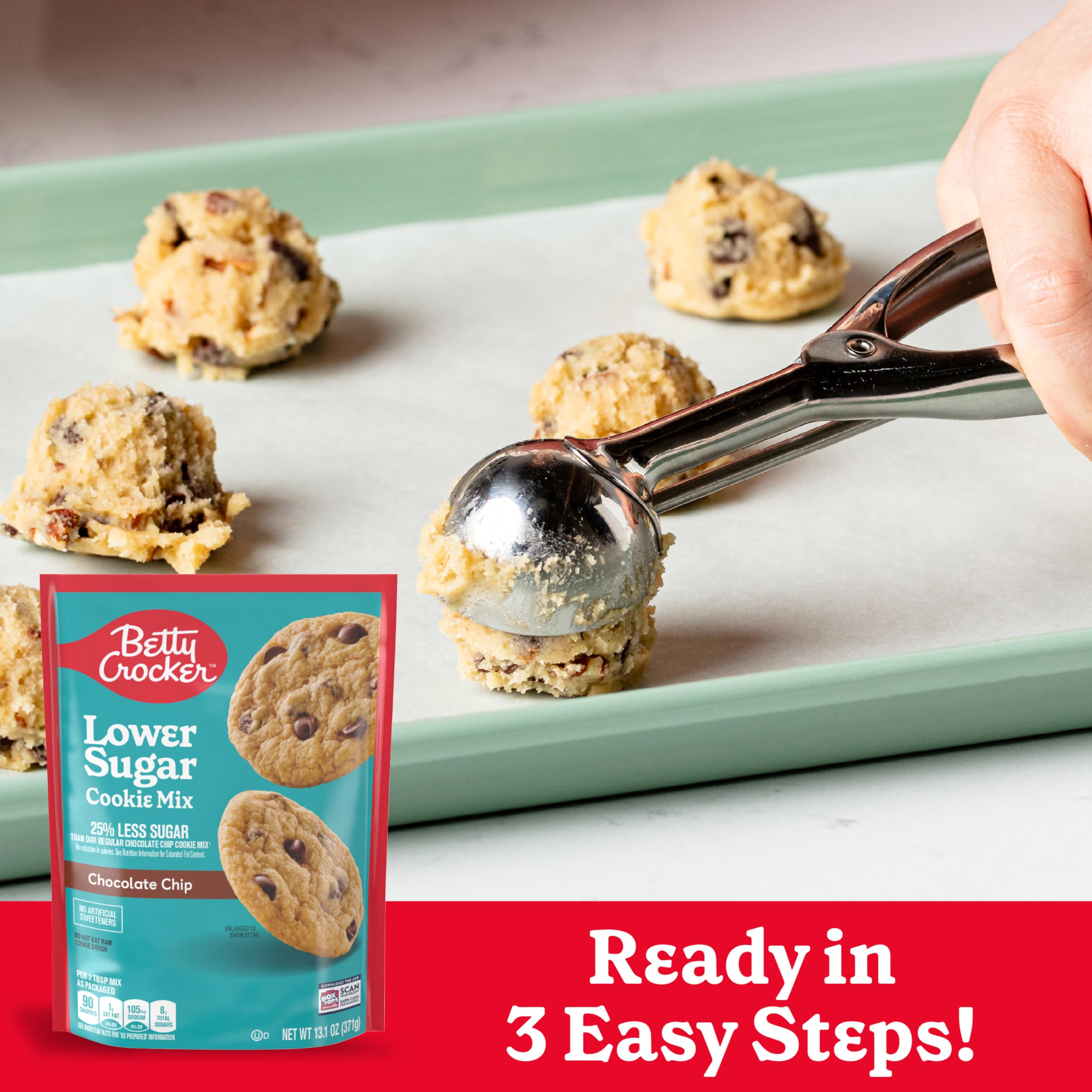 Betty Crocker Lower Sugar Cookie, Chocolate Chip Cookies, No Artificial Sweeteners, 13.1 oz - Image 4