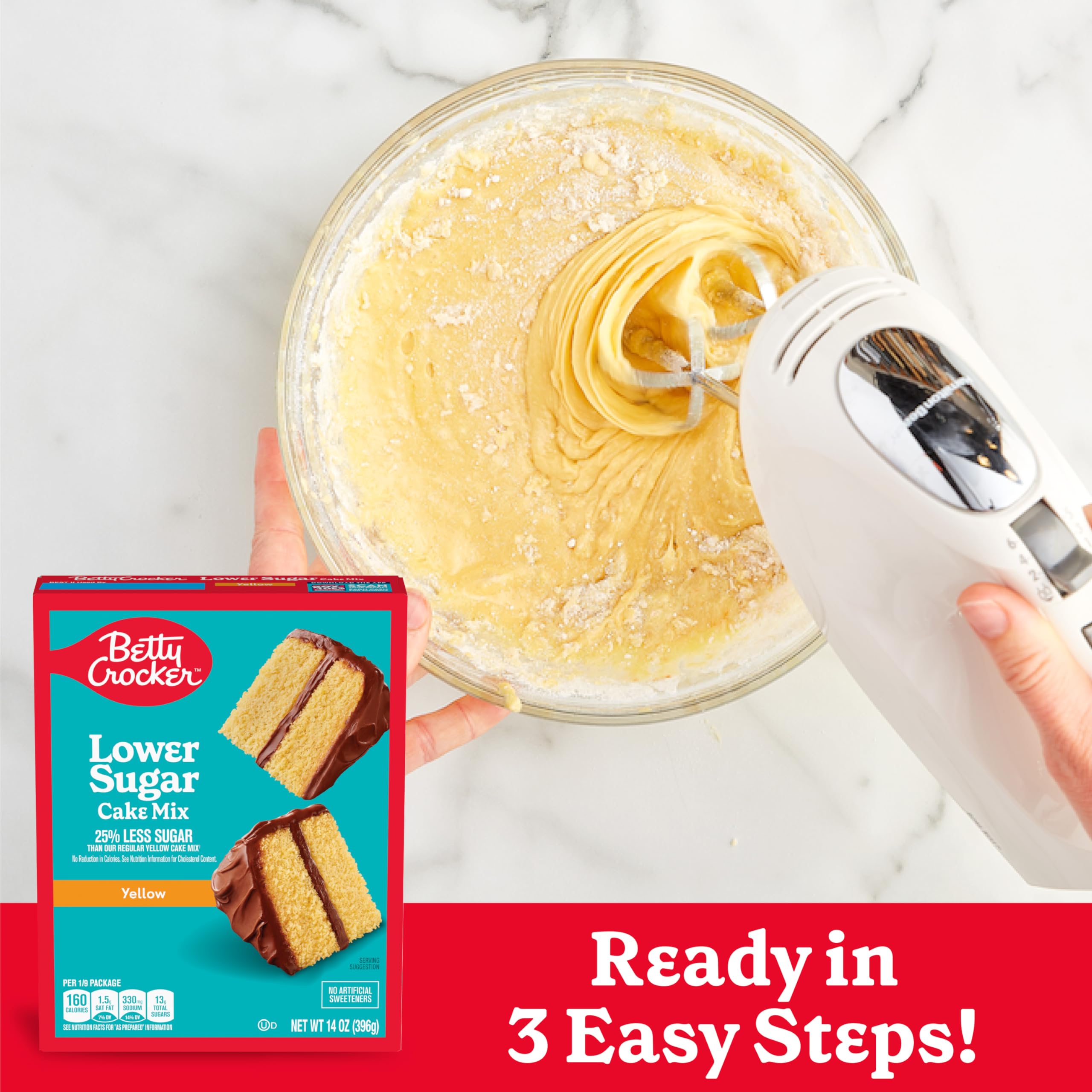 Betty Crocker Lower Sugar Yellow Cake Mix, No Artificial Sweeteners, 14 oz - Image 4