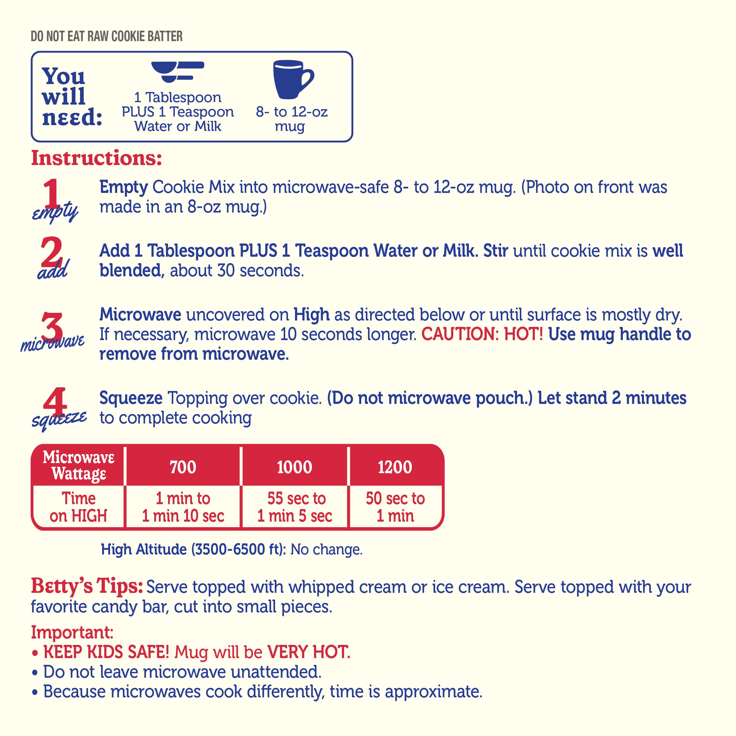 Betty Crocker Mug Treats Soft-Baked Chocolate Chip Cookie Mix with Fudge Topping, 4 Servings (Pack of 6) - Image 4