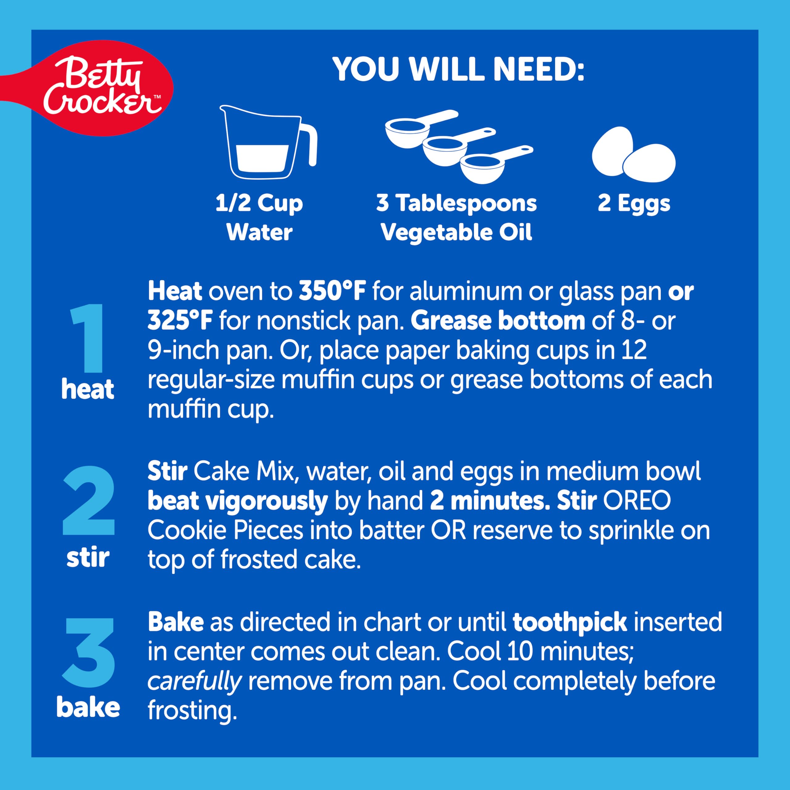 Betty Crocker OREO Chocolate Cake Mix, Chocolate Cake Baking Mix With OREO Cookie Pieces, 9.3 oz - Image 5