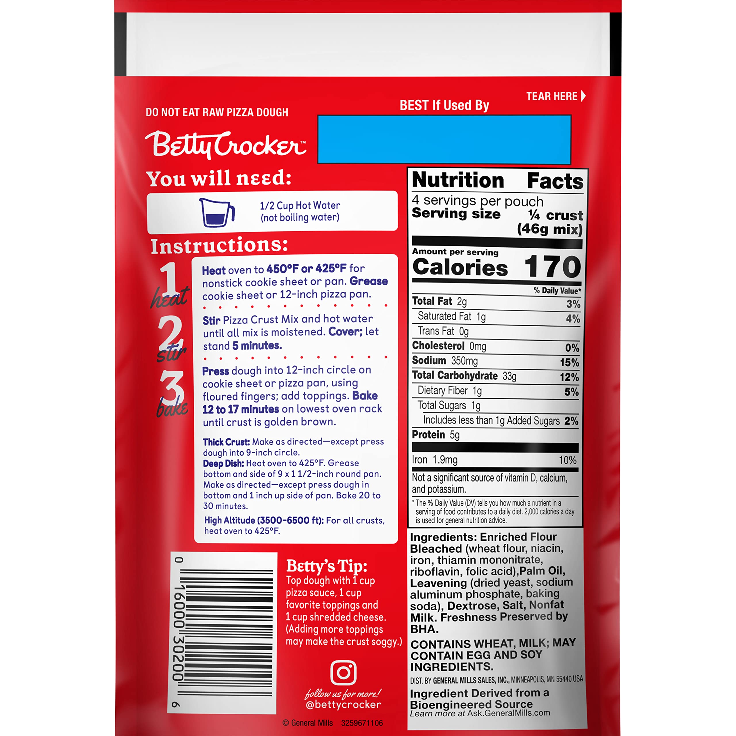 Betty Crocker Pizza Crust Mix, Makes One 12-inch Crust, 6.5 oz. - Image 3