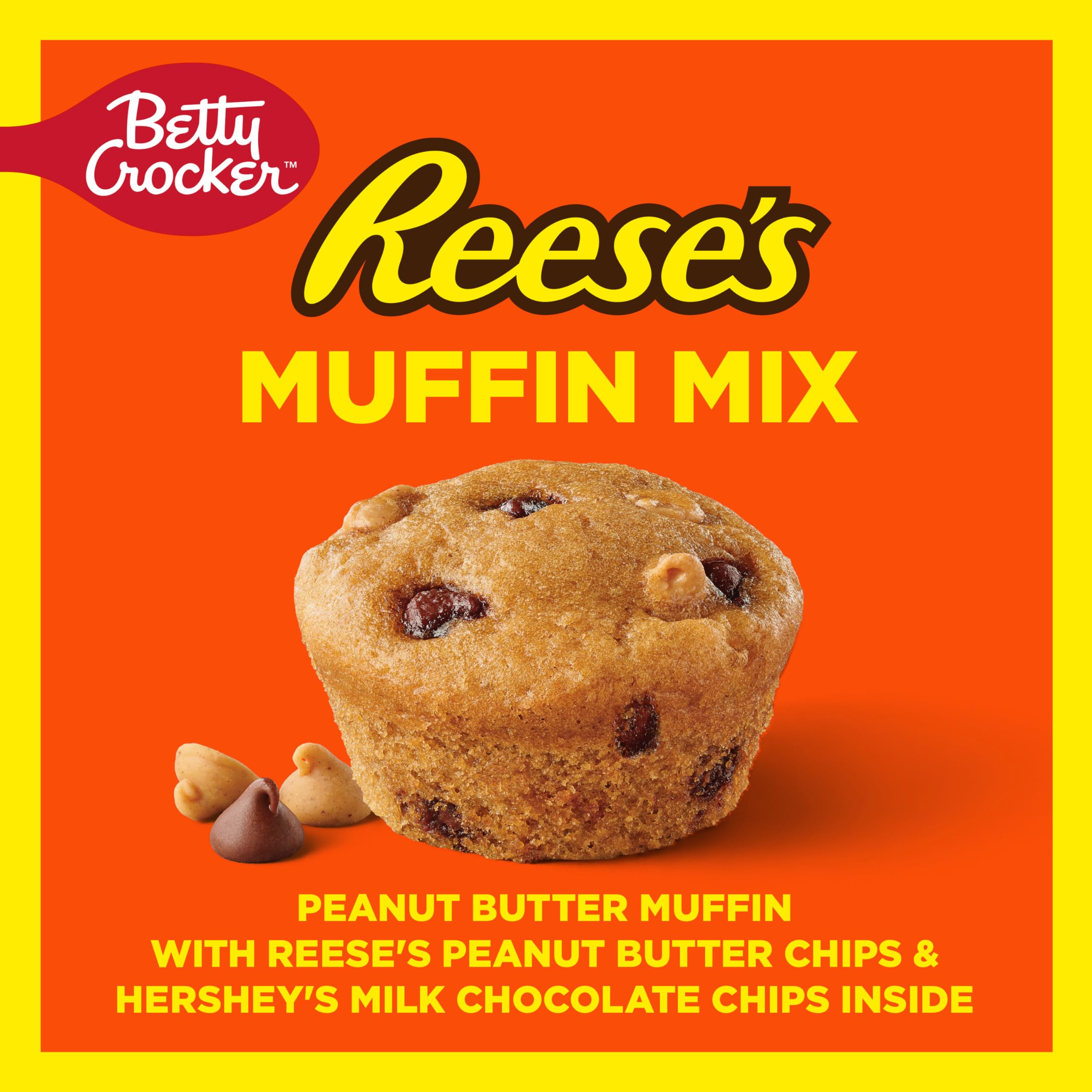 Betty Crocker REESE'S Peanut Butter Muffin Mix, Baking Mix Made with REESE'S Peanut Butter Chips and HERSHEY'S Milk Chocolate Chips, 12.8 oz - Image 3