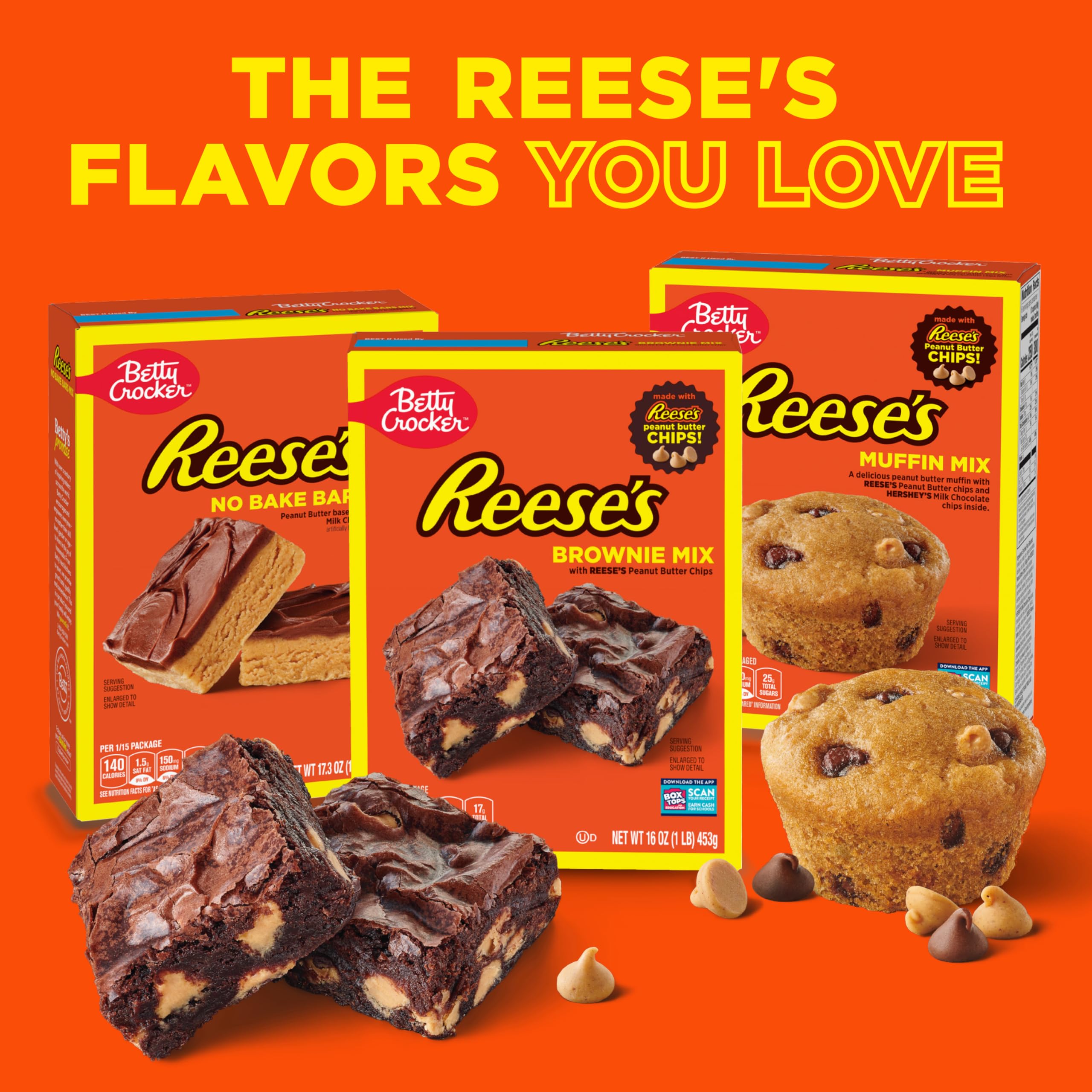 Betty Crocker REESE'S Peanut Butter Muffin Mix, Baking Mix Made with REESE'S Peanut Butter Chips and HERSHEY'S Milk Chocolate Chips, 12.8 oz - Image 9