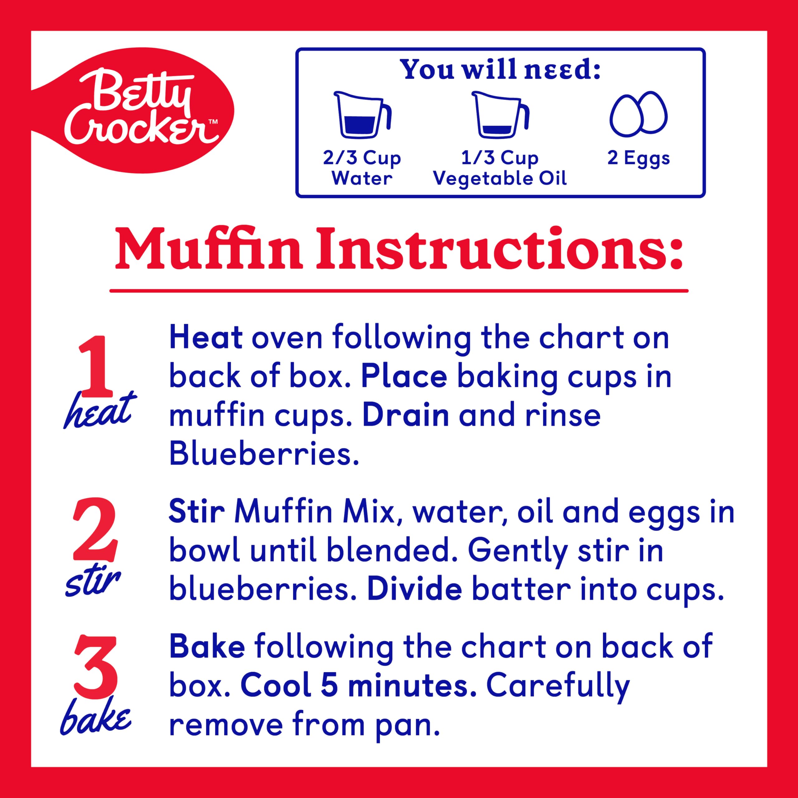 Betty Crocker Wild Blueberry Muffin and Quick Bread Mix, Wild Maine Blueberries Inside, 16.9 oz - Image 8